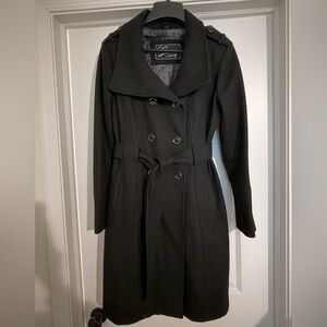 Guess Black Double-Breasted Trench Coat